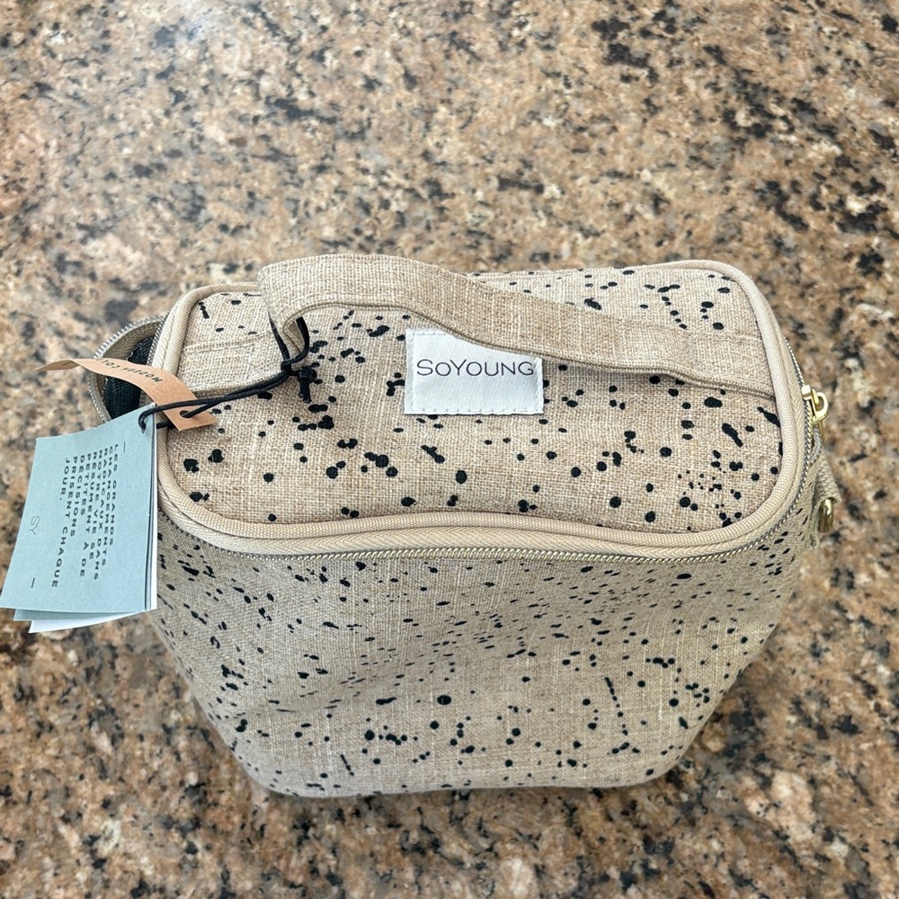Beige and Black Speckled Lunch Bag